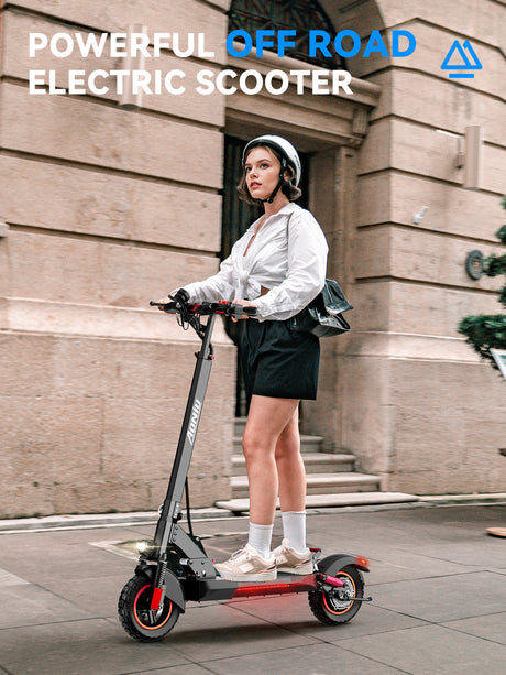 M4 Electric Scooter for Adults with seat 25-30 mph Fast Speed 31-37 Miles Long Range 800W Power Heavy Duty 300+ lbs 10 Inch Off Road Foldable e Scooter Mobility e Scooters for Girls Men Teens Commuter