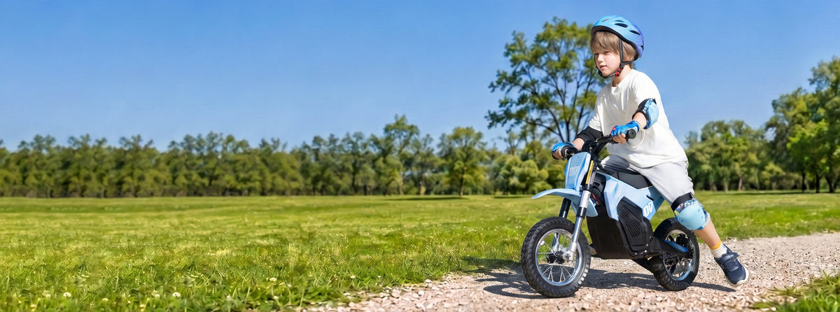 AONIU K2 kids electric dirt bike riding outdoors