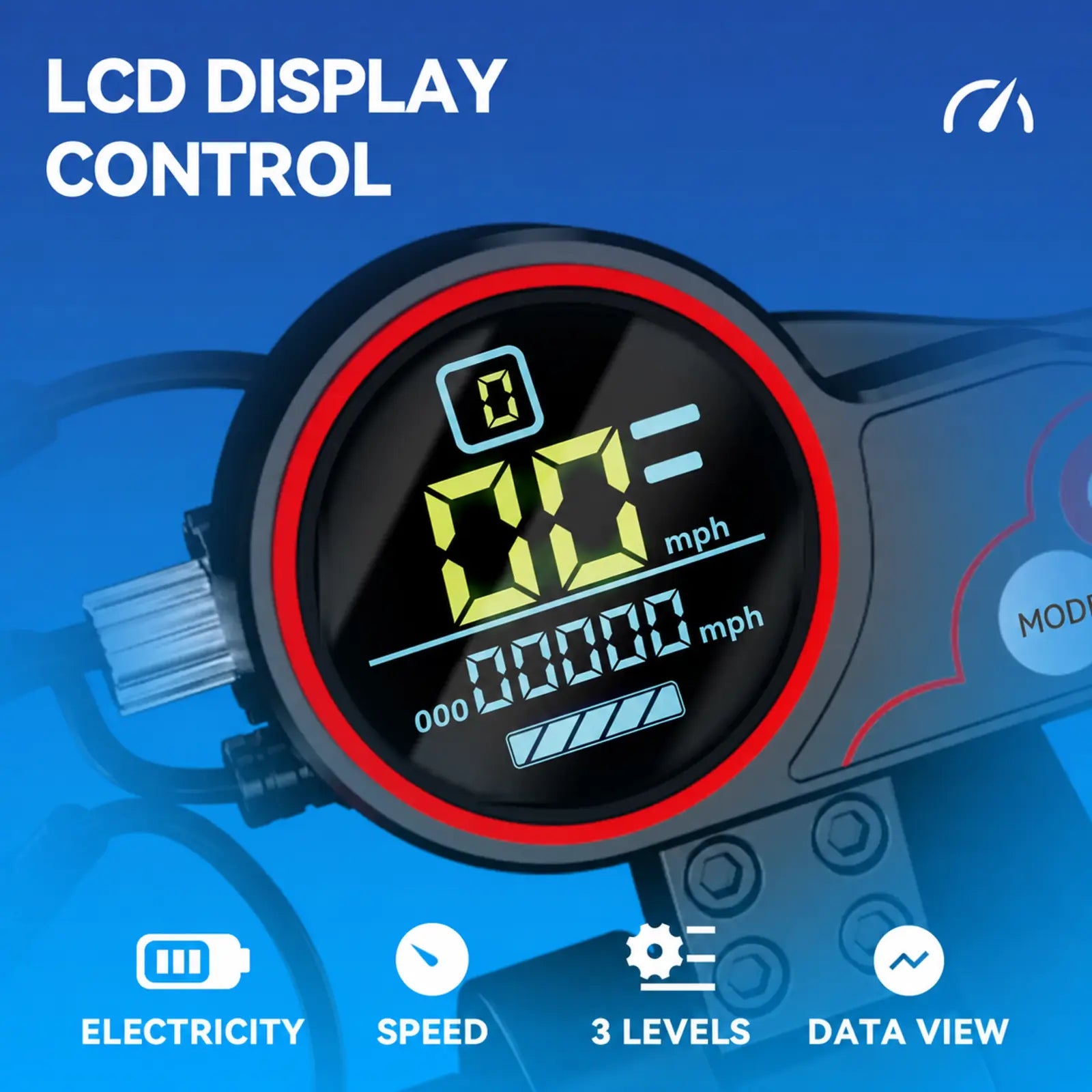 AONIU M4 electric scooter LCD display showing speed in MPH